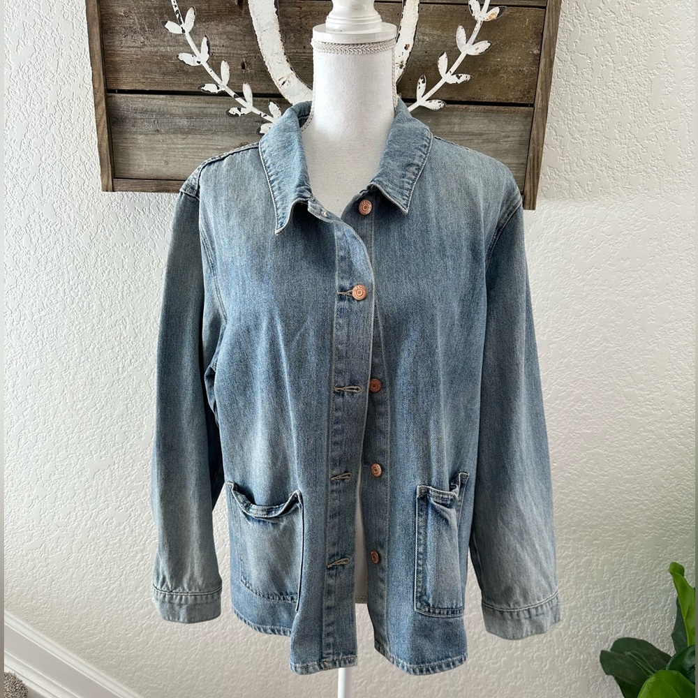 Old Navy denim jean jacket button front ladies size XL NWT